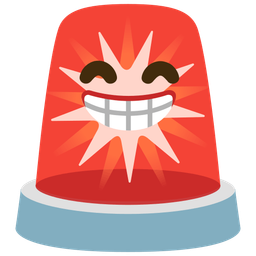 beaming face with smiling eyes and police car light