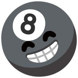 beaming face with smiling eyes and pool 8 ball