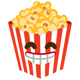 beaming face with smiling eyes and popcorn