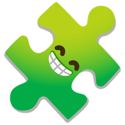 beaming face with smiling eyes and puzzle piece