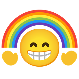 beaming face with smiling eyes and rainbow