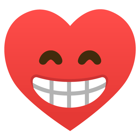 Beaming face with smiling eyes and Red heart