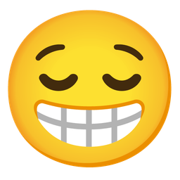 beaming face with smiling eyes and relieved face