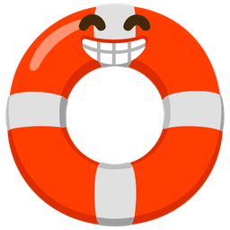 beaming face with smiling eyes and ring buoy