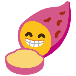 beaming face with smiling eyes and roasted sweet potato