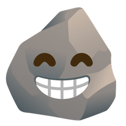 beaming face with smiling eyes and rock