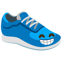 beaming face with smiling eyes and running shoe