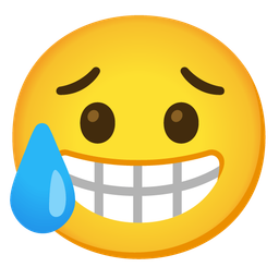 beaming face with smiling eyes and sad but relieved face