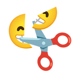 beaming face with smiling eyes and scissors