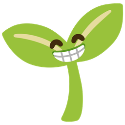 beaming face with smiling eyes and seedling