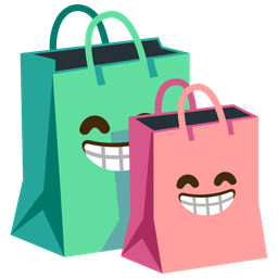 beaming face with smiling eyes and shopping bags