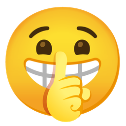 beaming face with smiling eyes and shushing face