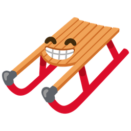 beaming face with smiling eyes and sled