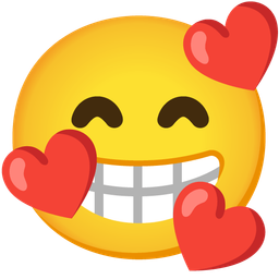 Beaming face with smiling eyes and Smiling face with hearts