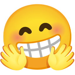 Beaming face with smiling eyes and Smiling face with open hands