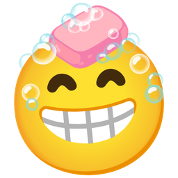beaming face with smiling eyes and soap