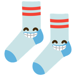 beaming face with smiling eyes and socks