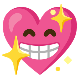 beaming face with smiling eyes and sparkling heart