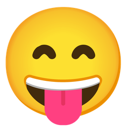 Beaming face with smiling eyes and Squinting face with tongue