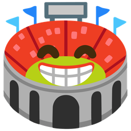 beaming face with smiling eyes and stadium