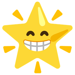 beaming face with smiling eyes and star