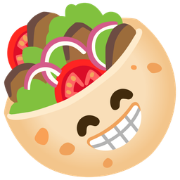 beaming face with smiling eyes and stuffed flatbread