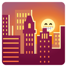 beaming face with smiling eyes and sunset