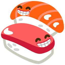 beaming face with smiling eyes and sushi