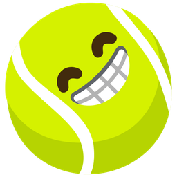 beaming face with smiling eyes and tennis