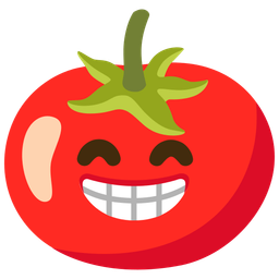 beaming face with smiling eyes and tomato