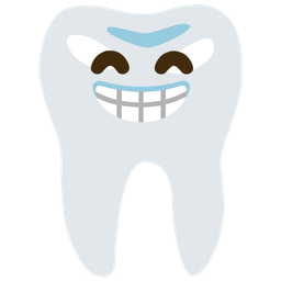 beaming face with smiling eyes and tooth