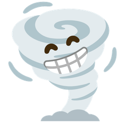 beaming face with smiling eyes and tornado