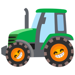 beaming face with smiling eyes and tractor