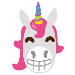 beaming face with smiling eyes and unicorn