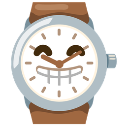 beaming face with smiling eyes and watch