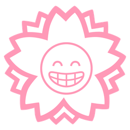 beaming face with smiling eyes and white flower