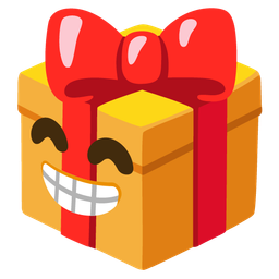 beaming face with smiling eyes and wrapped gift