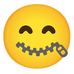 beaming face with smiling eyes and zipper-mouth face