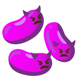 beans and angry face with horns