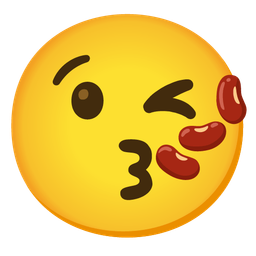 Beans and Face blowing a kiss