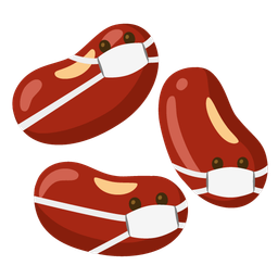 beans and face with medical mask