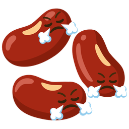 beans and face with steam from nose