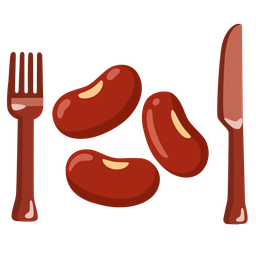 beans and fork and knife with plate