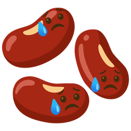 beans and sad but relieved face