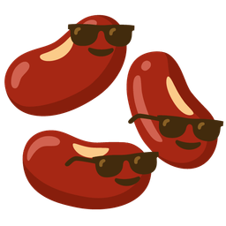 beans and smiling face with sunglasses