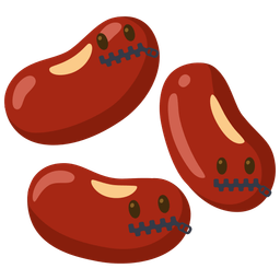 beans and zipper-mouth face