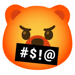 bear and face with symbols on mouth