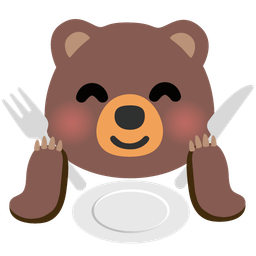 bear and fork and knife with plate