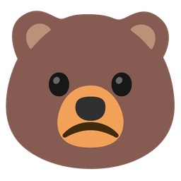 Bear and Slightly frowning face