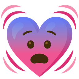 beating heart and anxious face with sweat